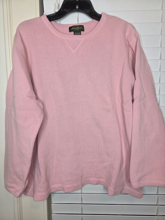 Eddie Bauer Sweaters - Eddie Bauer Womens Pink Cotton Crewneck Sweater XL classic All Natural preppy